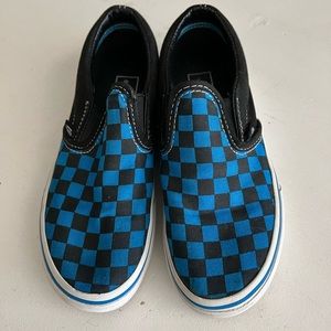Children's slip on vans, sz 13. Black & blue checkerboard. Good used condition.